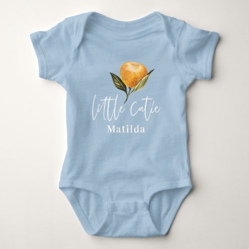 Modern script typography little cutie new baby baby bodysuit