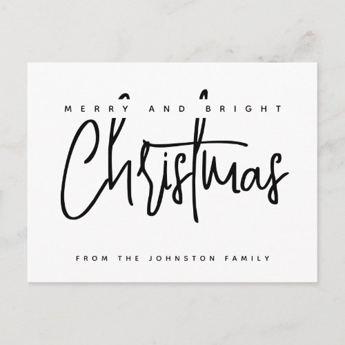 Modern script typography Merry Christmas Postcard