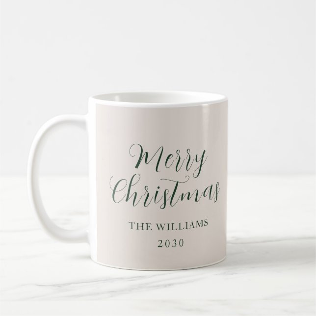 Modern Script Typography Merry Christmas Red  Coffee Mug (Left)