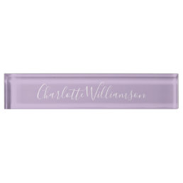 Modern Script Typography Name Simple Orchid Bloom  Desk Name Plate