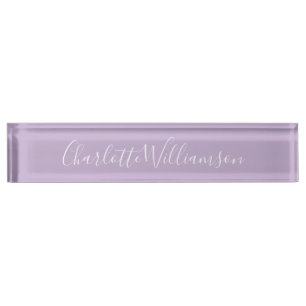 Modern Script Typography Name Simple Orchid Bloom Desk Name Plate