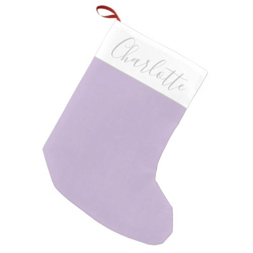 Modern Script Typography Name Simple Orchid Bloom  Small Christmas Stocking