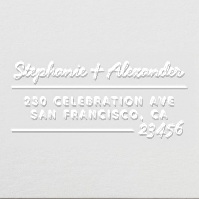 Modern Script Typography Names & Return Address Embosser (Design)