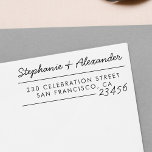 Modern Script Typography Names & Return Address Rubber Stamp<br><div class="desc">Create your own custom Modern Script Typography Names & Return Address rubber stamps using these templates by invintage. This design features your name and zip in a cute hand-written script font with your return address in a simple sans serif font.</div>