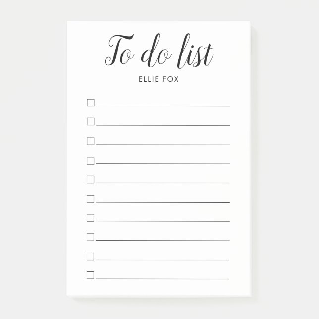  Modern Script Typography Personalised To-Do List  Post-it Notes (Front)