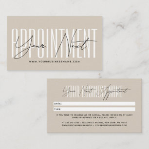Modern script typography professional reminder appointment card