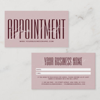 Modern script typography professional reminder appointment card