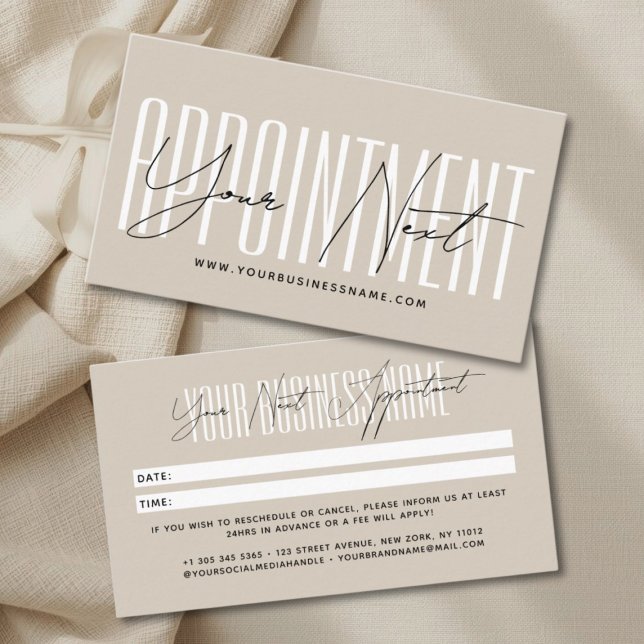 Modern script typography professional reminder appointment card (Creator Uploaded)