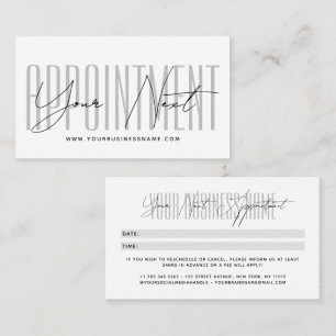 Modern script typography professional reminder appointment card
