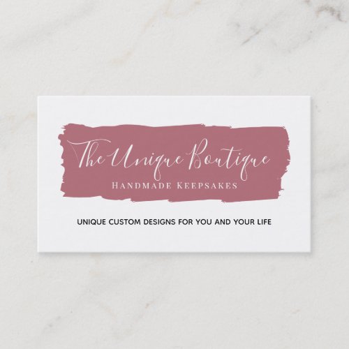 Modern Script Typography Rose Gold Brush Stroke Business Card