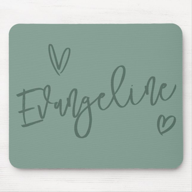 Modern script typography sage girly heart elegant mouse pad (Front)