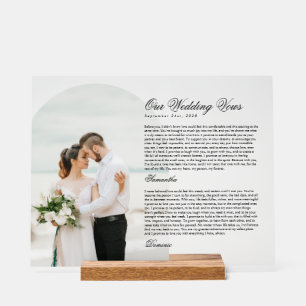 Modern Script Typography Wedding Vows Arch Photo Acrylic Sign
