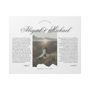 Modern Script Typography Wedding Vows w/ Photo Gallery Wrap