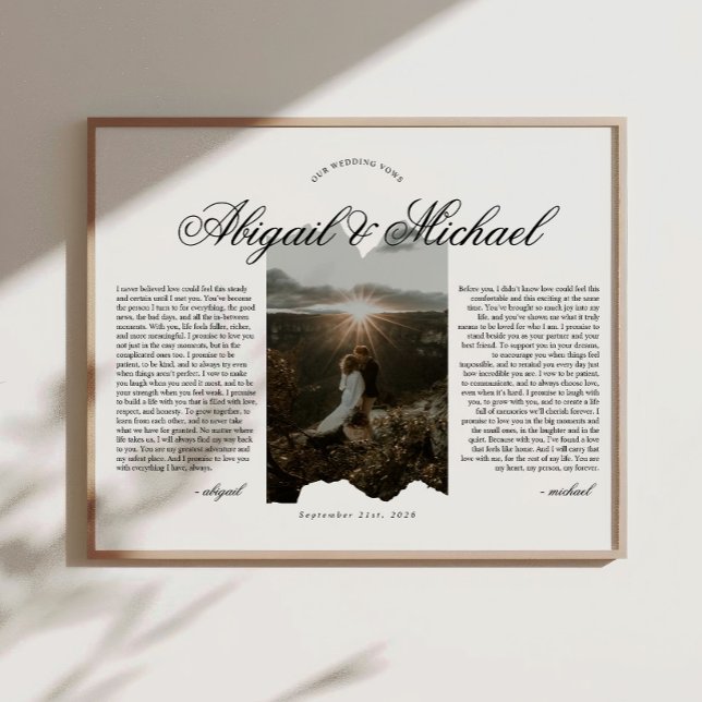 Modern Script Typography Wedding Vows w/ Photo Poster (Creator Uploaded)