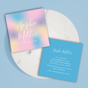 Modern Script Unicorn Gradient Mix 3 Square Business Card