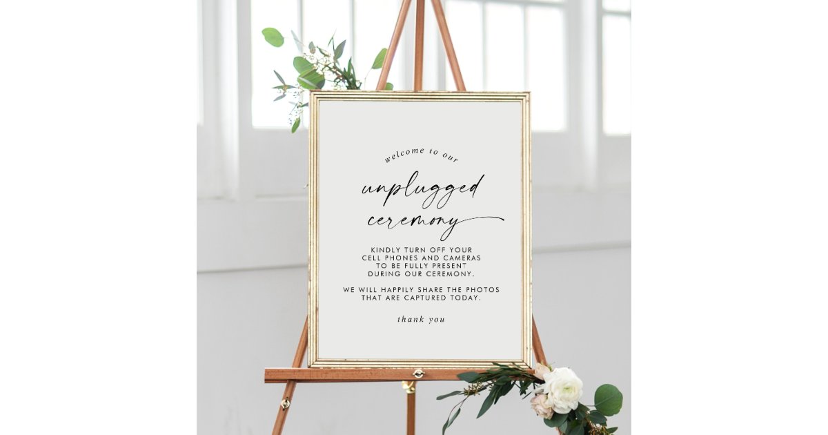 Modern Script Unplugged Ceremony Sign | Zazzle