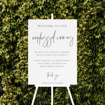 Modern Script Unplugged Ceremony Wedding Sign by PoshPaperCo at Zazzle