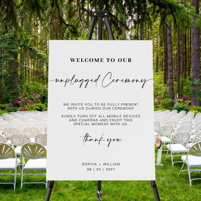 Modern Script Unplugged Ceremony Wedding Sign (Creator Uploaded)