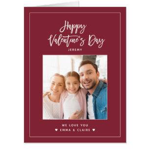 Modern Script Valentine's Day Photo Chic Jumbo Card