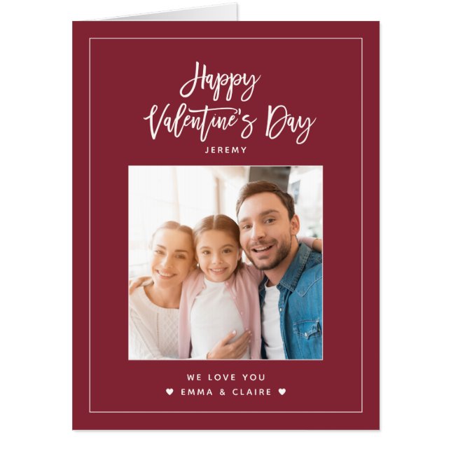 Modern Script Valentine's Day Photo Chic Jumbo Card (Front)