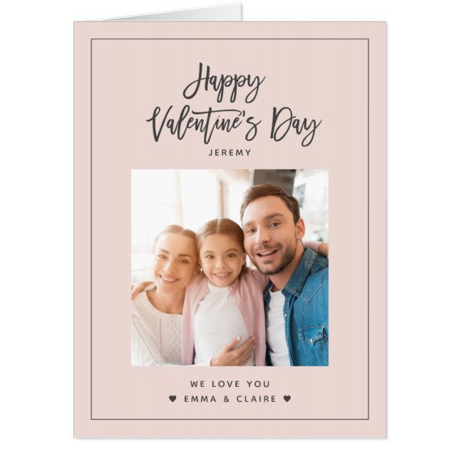 Modern Script Valentine's Day Photo Chic Jumbo Card (Front)