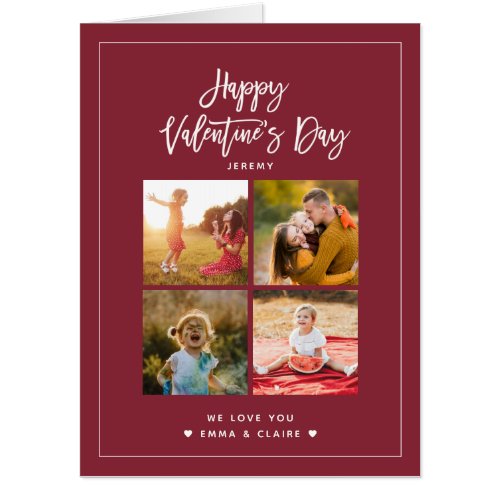 Modern Script Valentines Day Photo Collage Jumbo Card