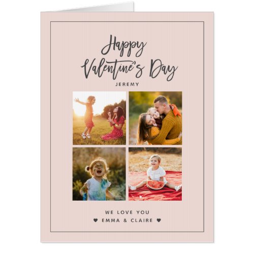 Modern Script Valentines Day Photo Collage Jumbo Card