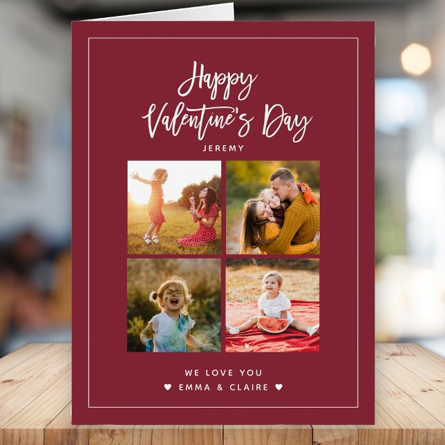 Modern Script Valentine's Day Photo Collage Jumbo Card (Creator Uploaded)