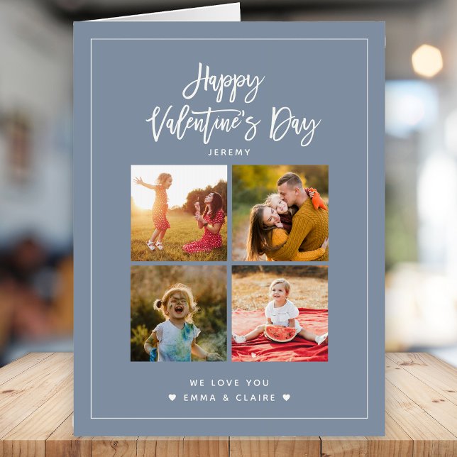 Modern Script Valentine's Day Photo Collage Jumbo Card (Creator Uploaded)