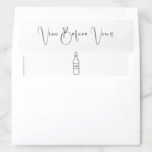 Modern Script Vino Before Vows Bridal Shower Envelope Liner (In Envelope)