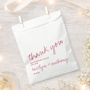 Modern Script Viva Magenta Minimalistic Wedding Favor Bag
