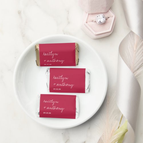 Modern Script Viva Magenta Minimalistic Wedding Hersheys Miniatures