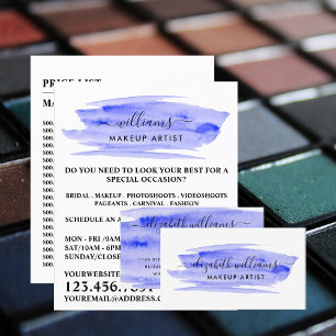 Modern Script Watercolor Brushstroke   Blue Business Card