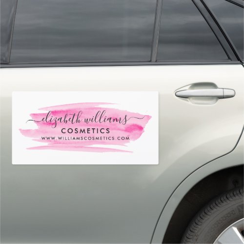 Modern Script Watercolor Brushstroke  Pink Car Magnet