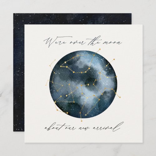 Modern script watercolor moon star celestial