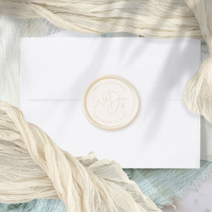 Modern Script We Do Names Date Wedding Wax Seal Sticker