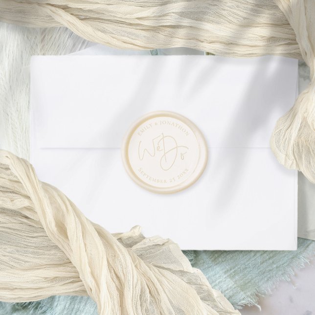 Modern Script We Do Names Date Wedding Wax Seal Sticker (Creator Uploaded)