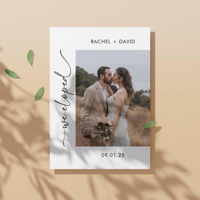 Modern Script We Eloped Photo Wedding Reception  Invitation (Creator Uploaded)