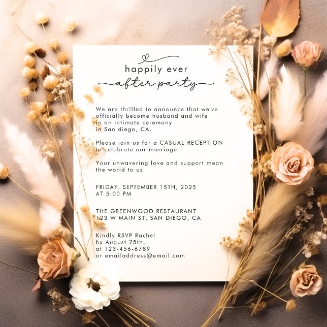 Modern Script We Eloped Photo Wedding Reception  Invitation (Creator Uploaded)