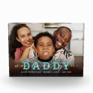 Modern Script 'We Love You - Daddy' Glass Photo Block