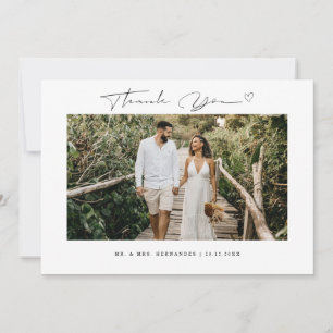 Modern Script Wedding 2-Photo Thank You Card