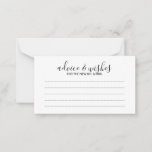 Modern Script Wedding Advice and Wishes<br><div class="desc">Modern Script Black and White Wedding Wedding Advice and Wishes Card
featuring title in modern calligraphy font style with details in modern sans serif font style.</div>