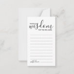 Modern Script Wedding Advice and Wishes Card<br><div class="desc">Add a personal touch to your wedding with a modern script wedding advice and wishes card. This advice card features title 'words of wisdom' with details in black script and sans serif font style on white background. Perfect for wedding, baby shower, birthday party, bridal shower, bachelorette party and any special...</div>