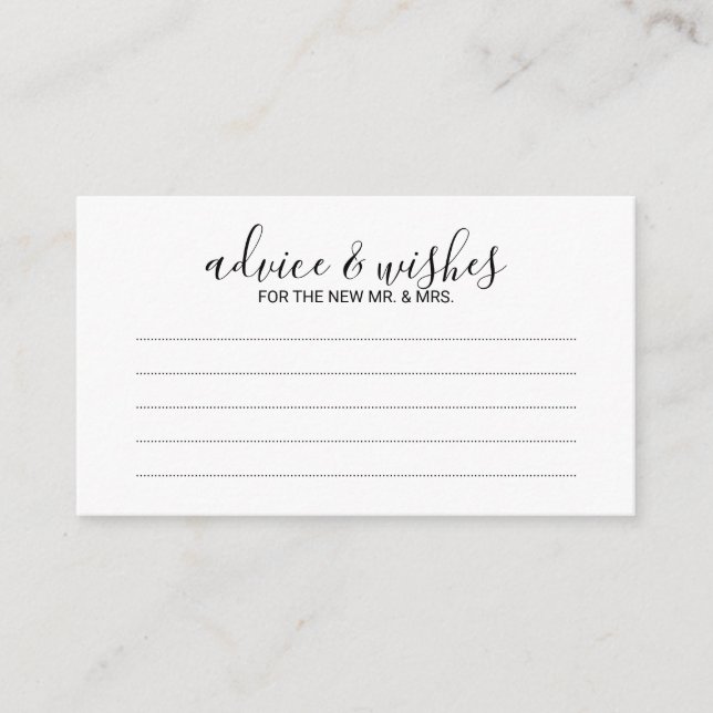 Modern Script Wedding Advice and Wishes Card (Front)