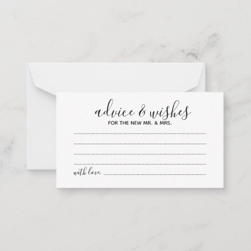 Modern Script Wedding Advice and Wishes Card