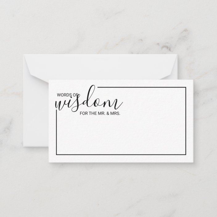 Modern Script Wedding Advice and Wishes Card Zazzle.com