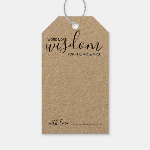 Modern Script Wedding Advice and Wishes  Gift Tags