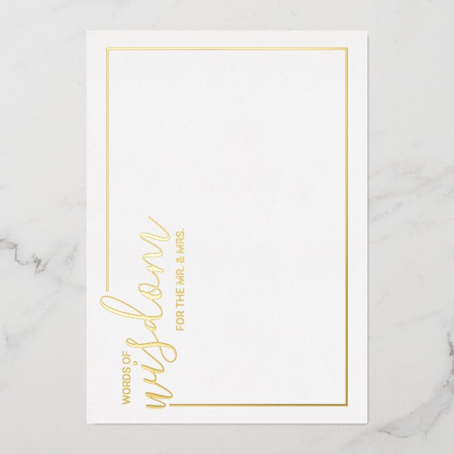 Modern Script Wedding Advice and Wishes Gold Foil Invitation (Front)