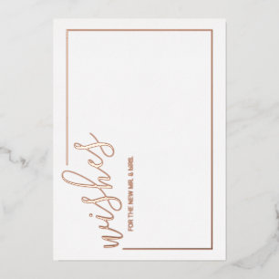 Modern Script Wedding Advice and Wishes Rose Gold Foil Invitation