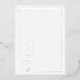 Modern Script Wedding Advice and Wishes Silver Foil Invitation